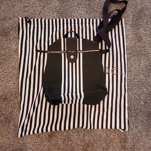 Henri Bendel limited ed. convertible canvas backpack bag brown & white stripes